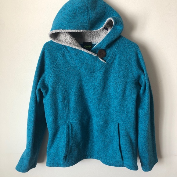 Koppen Teal Sherpa Lined Pullover Xl 